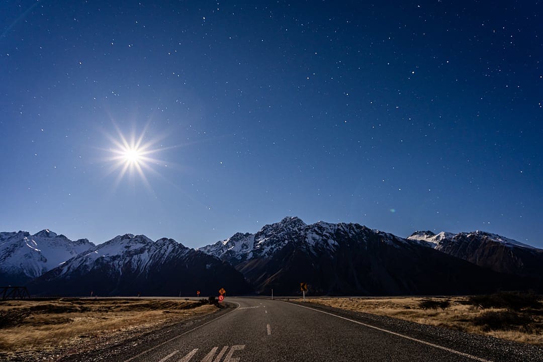 A road in the Aoraki Dark Shy Reserve, New Zealand.
