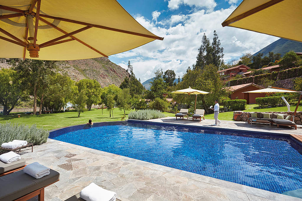 The outdoor pool at Rio Sagrado, A Belmond Hotel, in the Sacred Valley of Peru