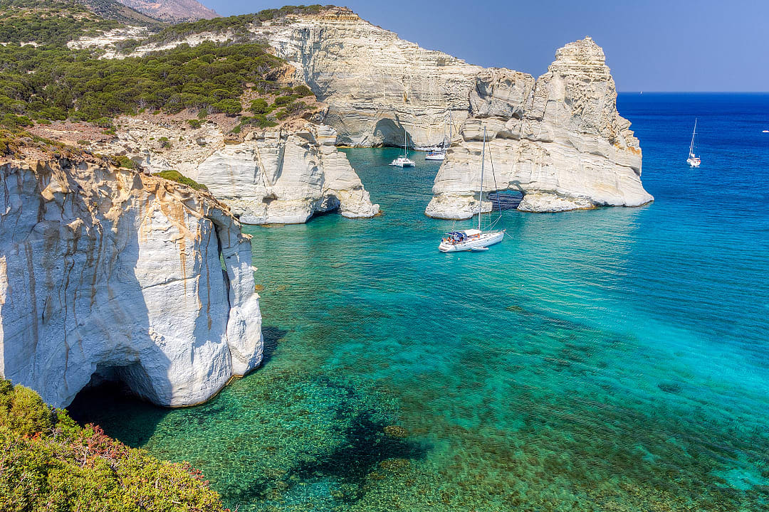 Cliffs at Kleftiko on Milos ilsand, Greece
