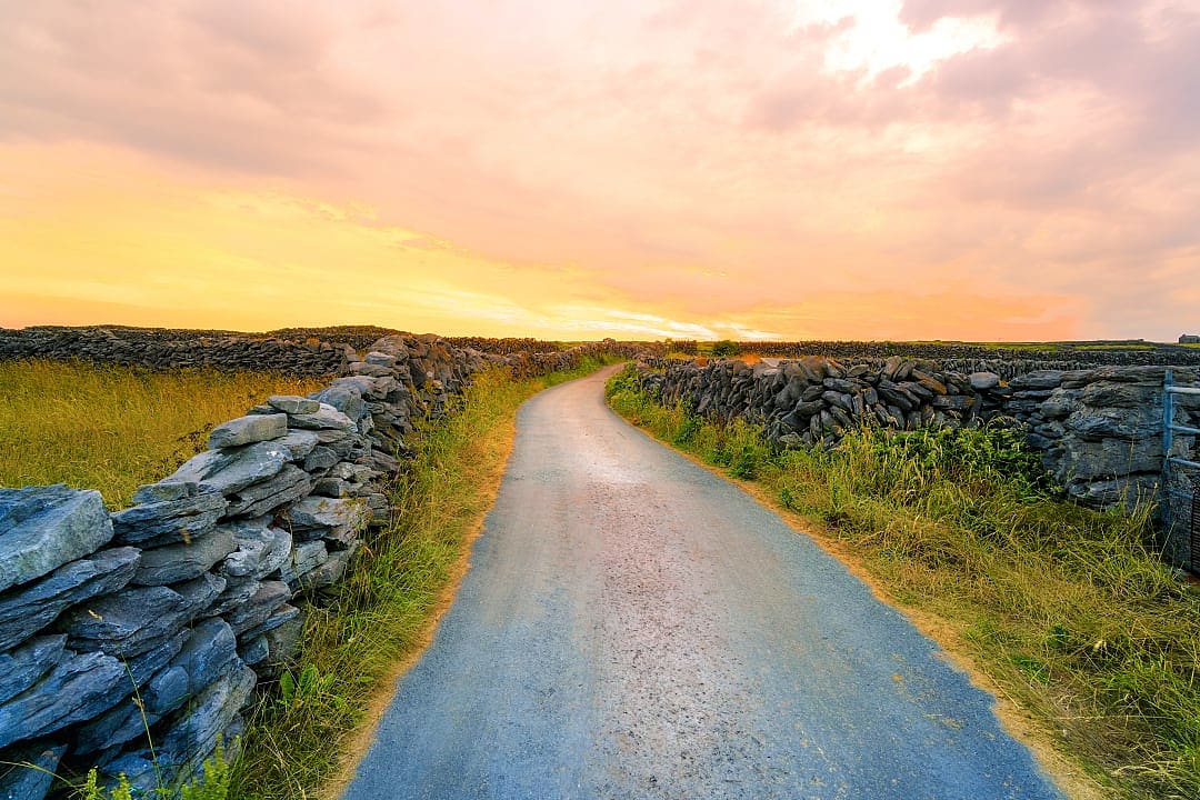 Stone walls in the Aran Islands, County Galway, Ireland.