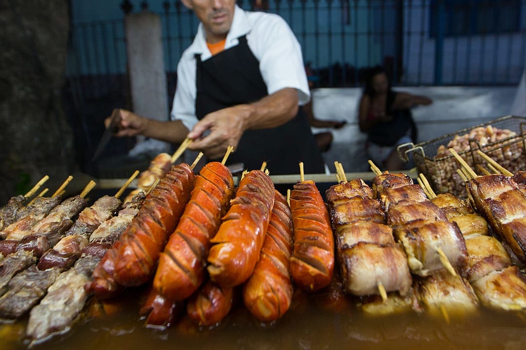 Brazilian barbacue shop on the street of Rio de Janeiro