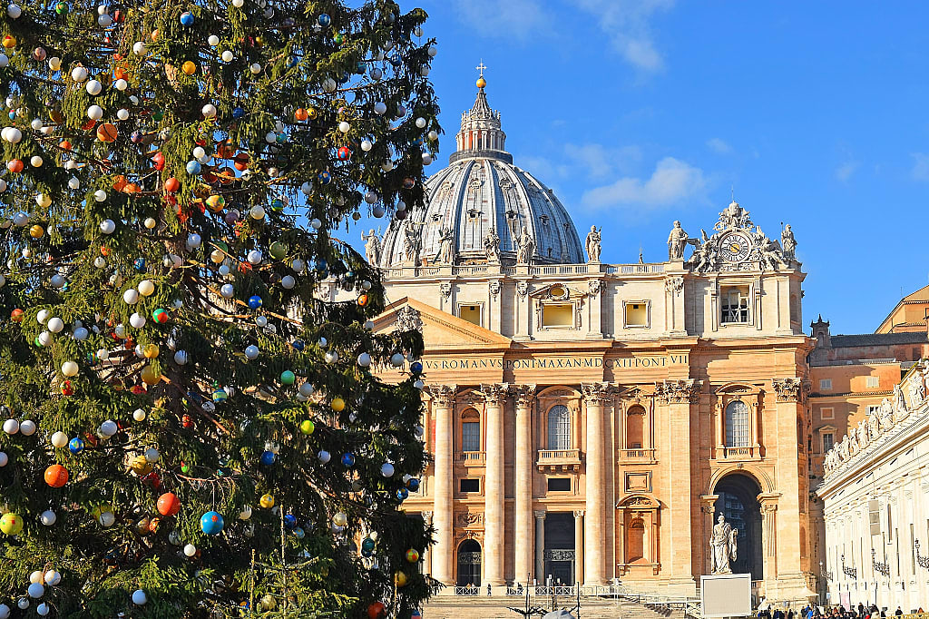 Christmas tree in Vatican City, Rome, Italy