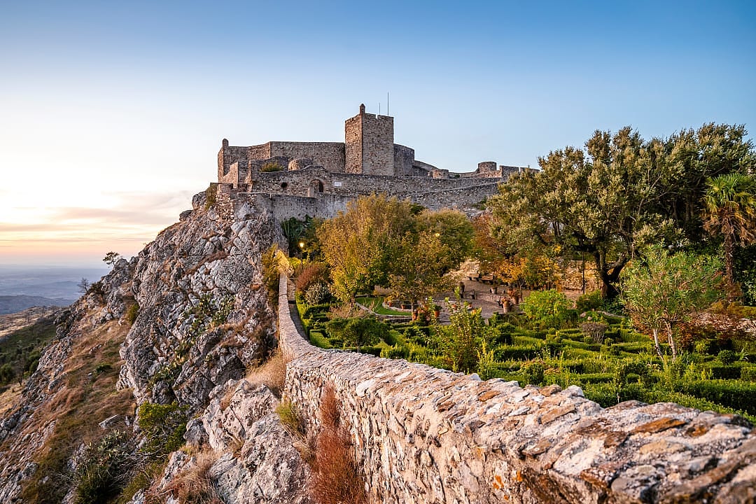 Castelo de Marvão high above the granite escarpment in Marvão, Portugal