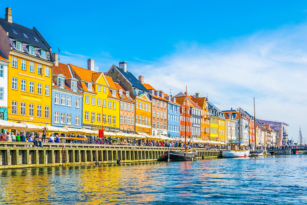 Old Nyhavn Harbor in central Copenhagen, Denmark