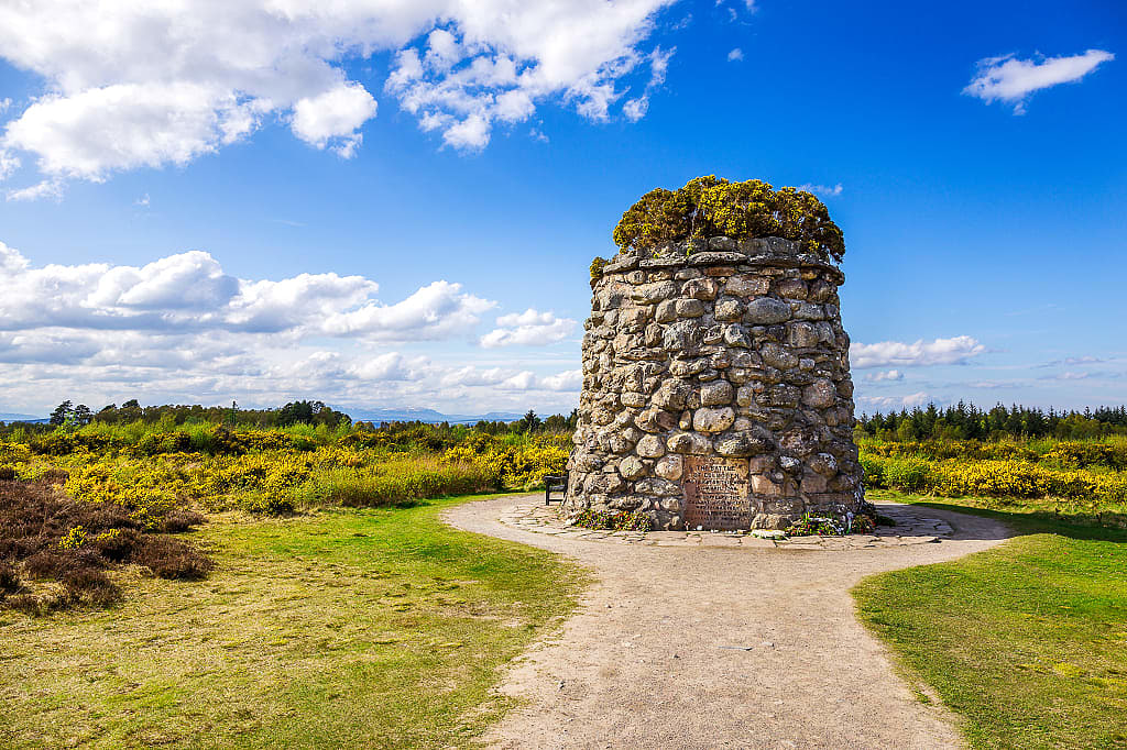Memorial cairn at the battlefield of Culloden near Inverness