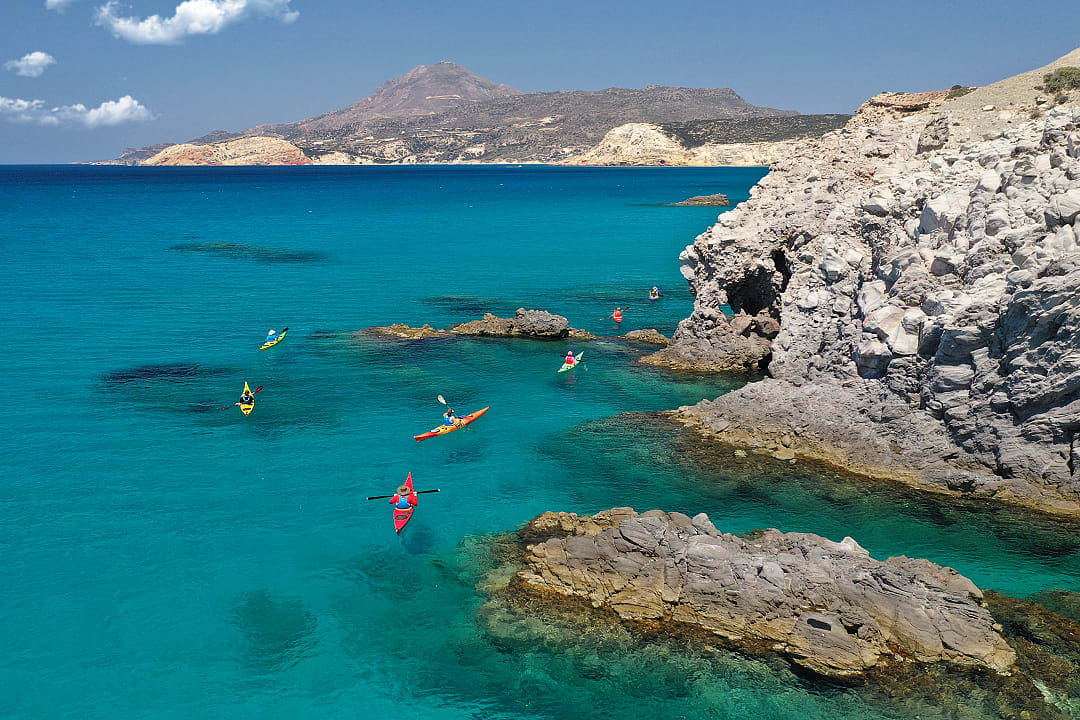 Kayaking around Milos, Greece