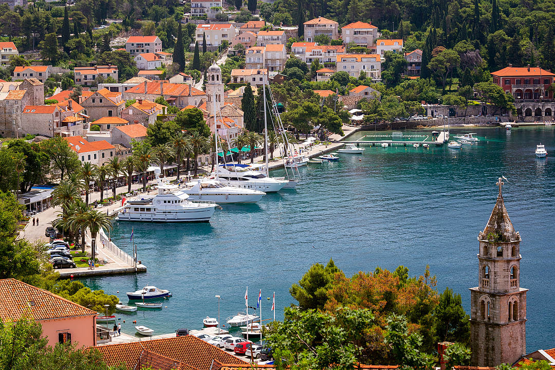 Cavtat Harbor in Dubrovnik, Croatia.