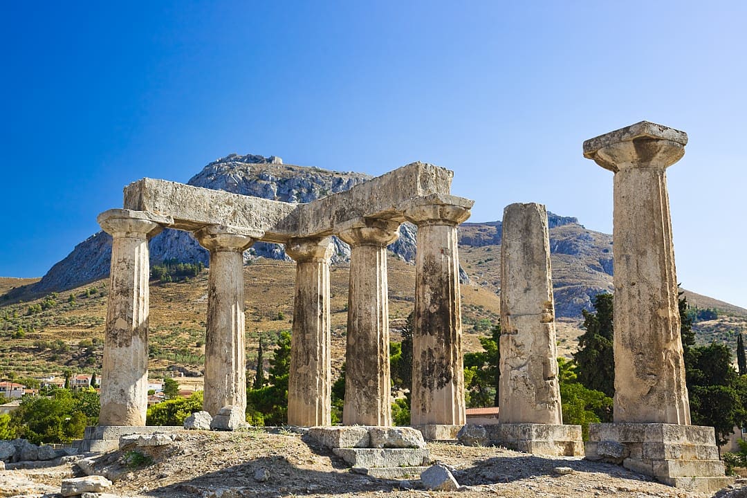 Ruins of temple in Corinth, Greece