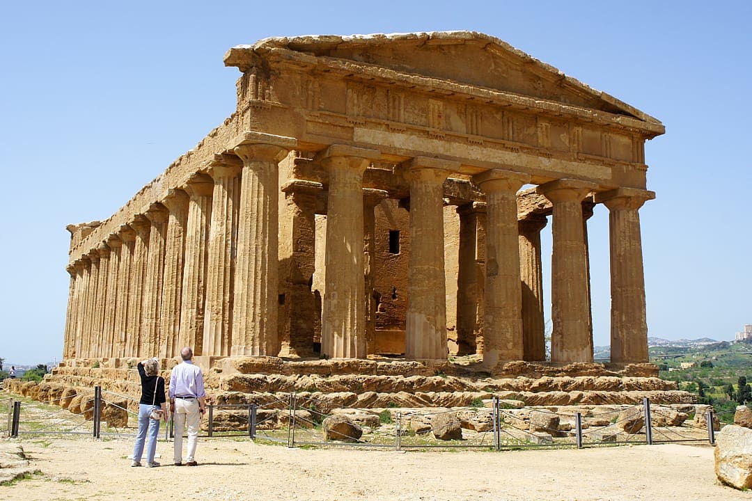 Senior couple at the Valley of the Temples in Agrigento, Sicily