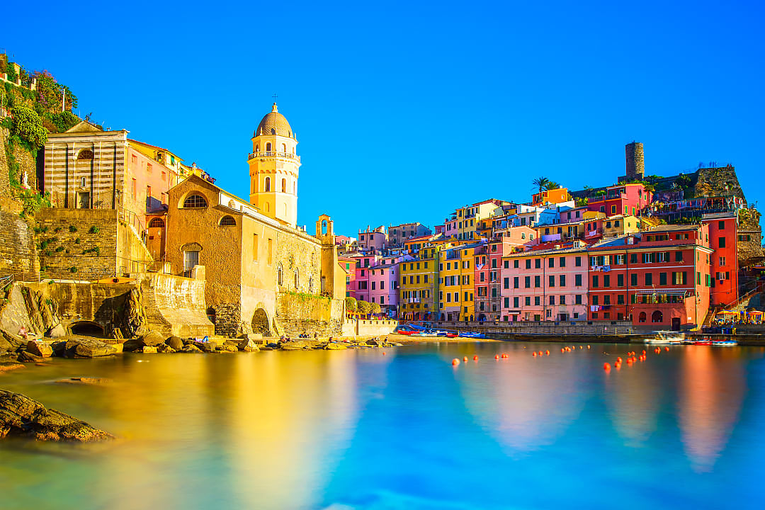 Colorful Vernazza on the Mediterranean in the Cinque Terre, Italy