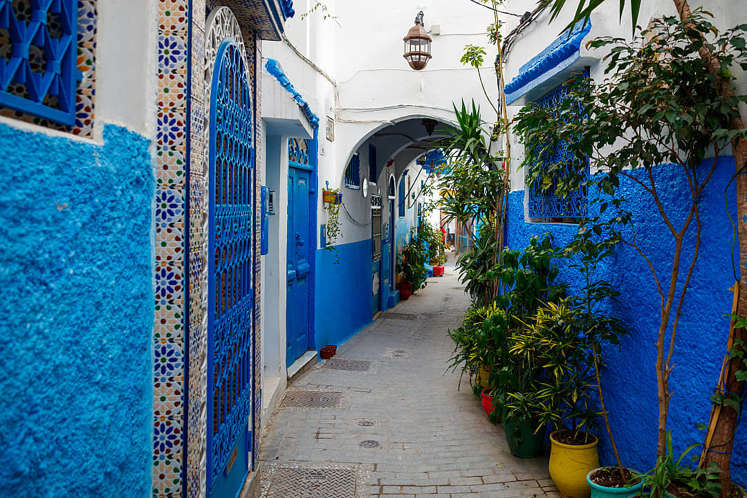 Narrow street in Tangier, Morocco