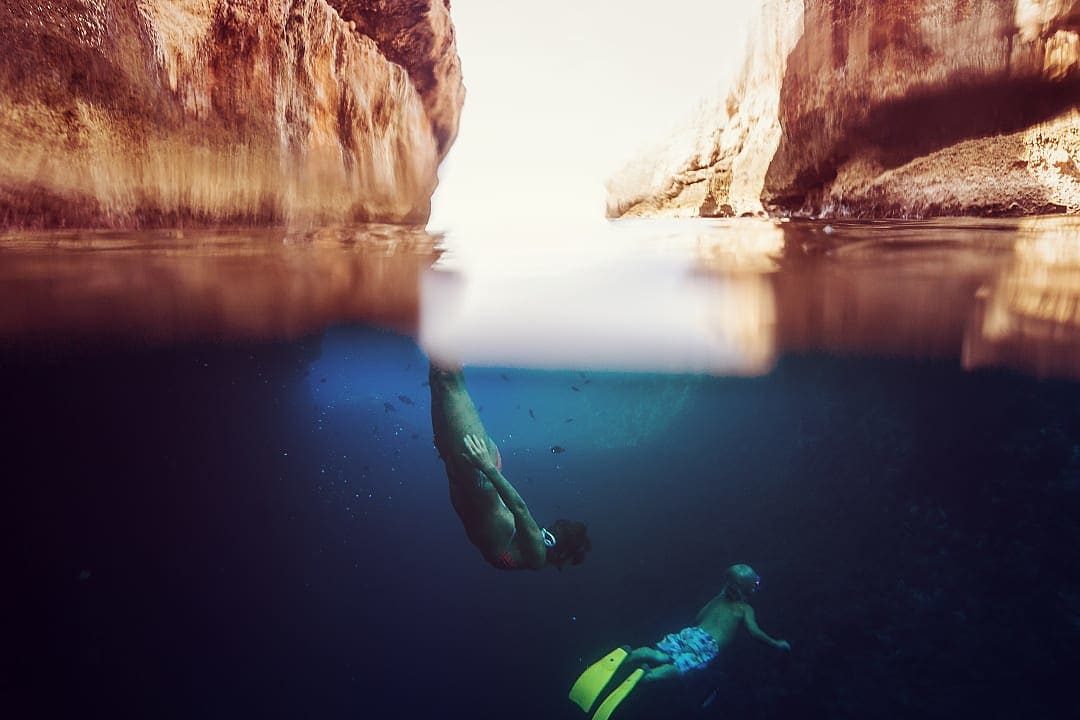 Family snorkeling in Hvar, Croatia.
