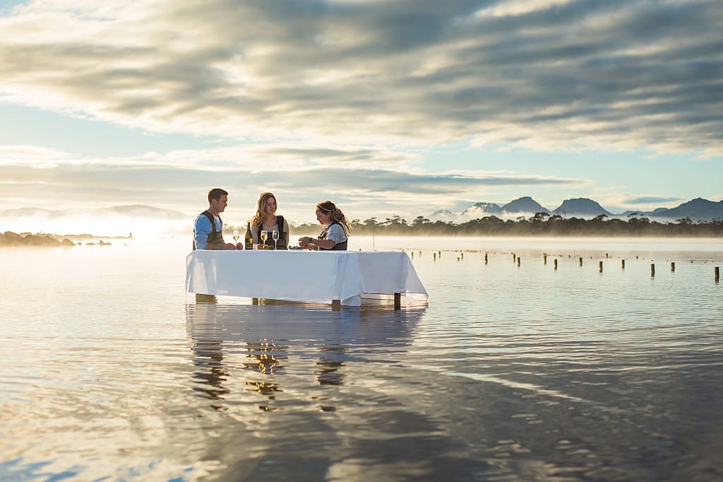 Immersive oyster farm experience at Saffire Freycinet in Tasmania, Australia. Photo courtesy Luxury Lodges of Australia