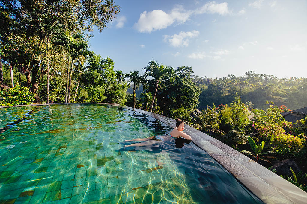Relaxing infinity pool in Bali, Indonesia