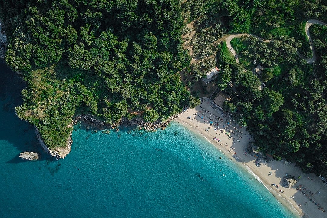 Agii Saranta beach in Pelion mount, Greece.