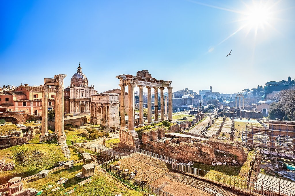 Roman Forum ruins in Rome, Italy