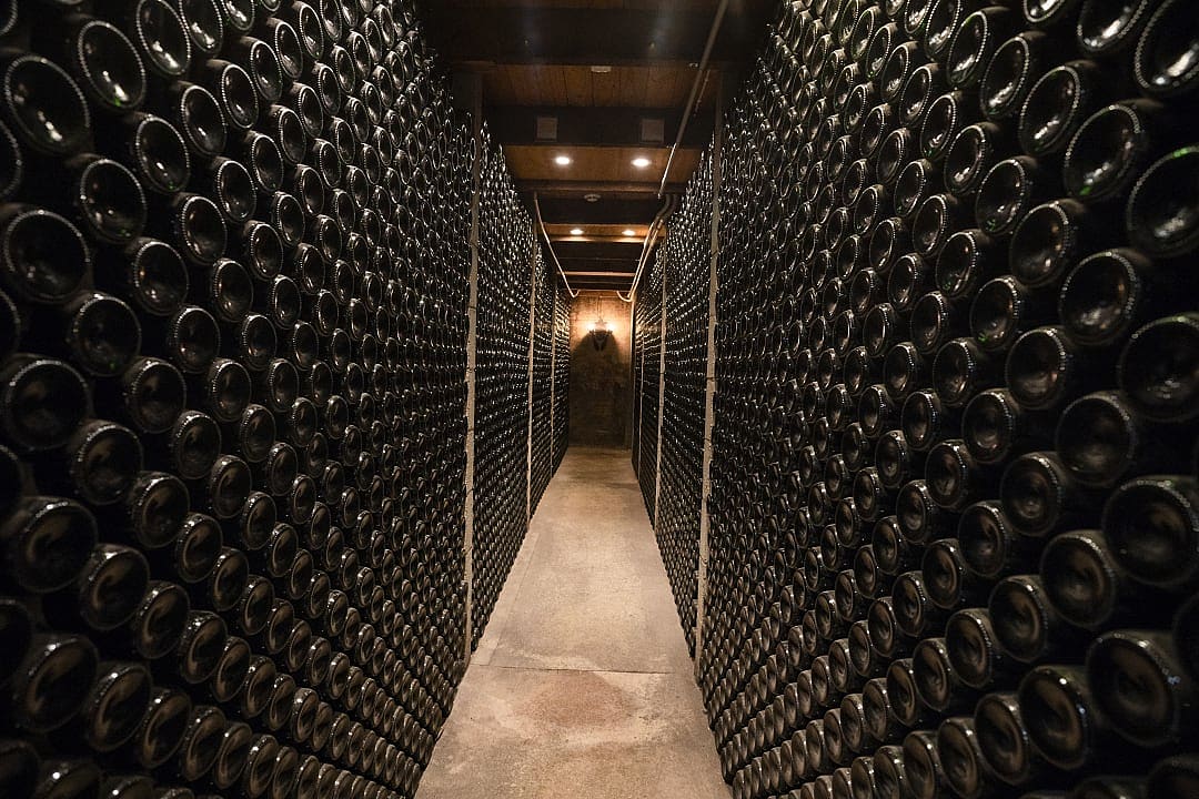 An underground wine cellar.