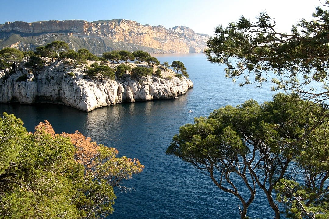 Coastal view from the hiking trail in Calanques National Park in Marseilles, France