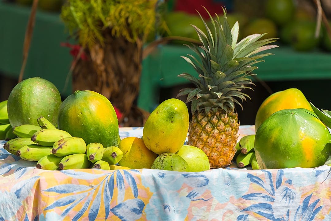 Fresh fruit at the Marché Papeete Market in Tahiti
