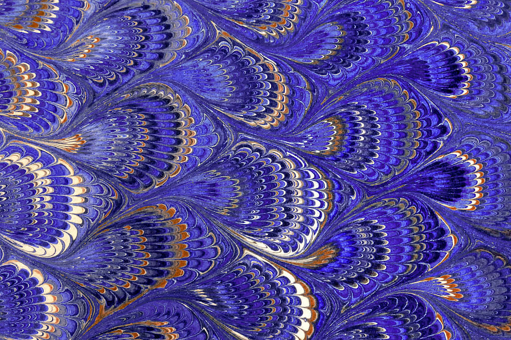 Detail of purple marbled Florentine paper