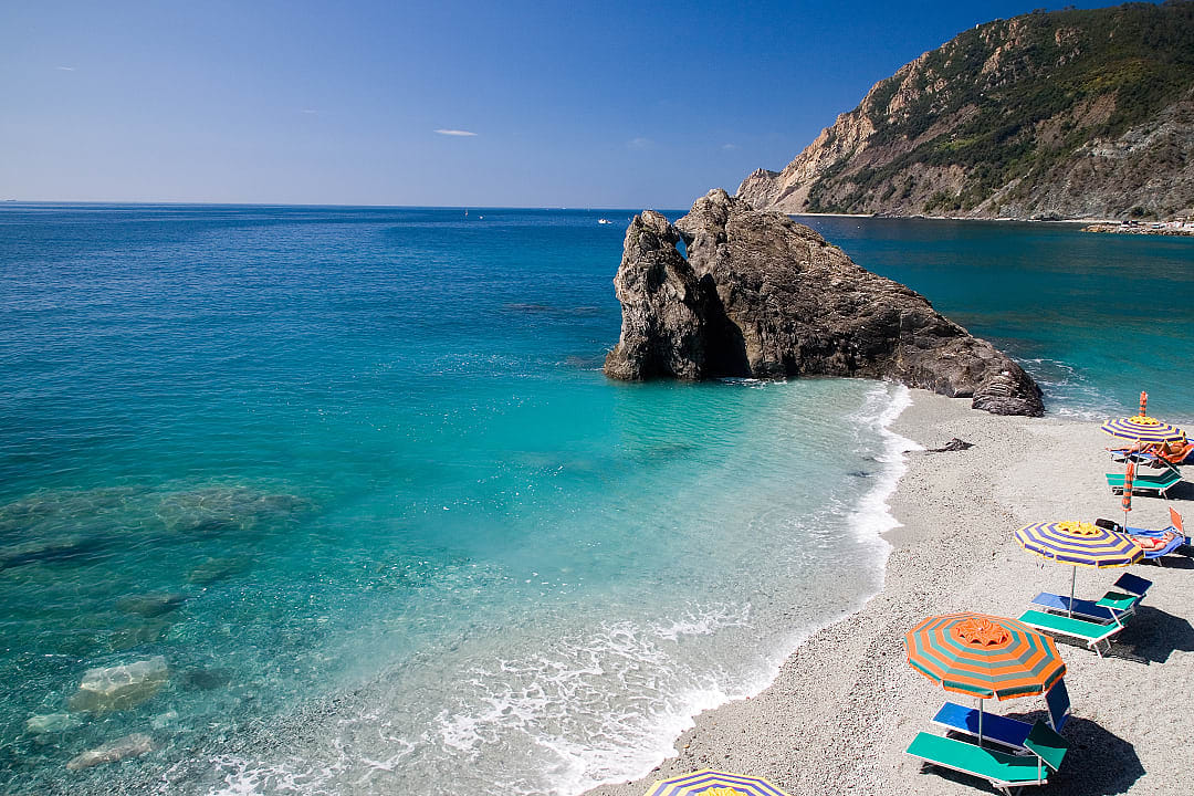 Beach in Monterosso, Cinque Terre, Italy.
