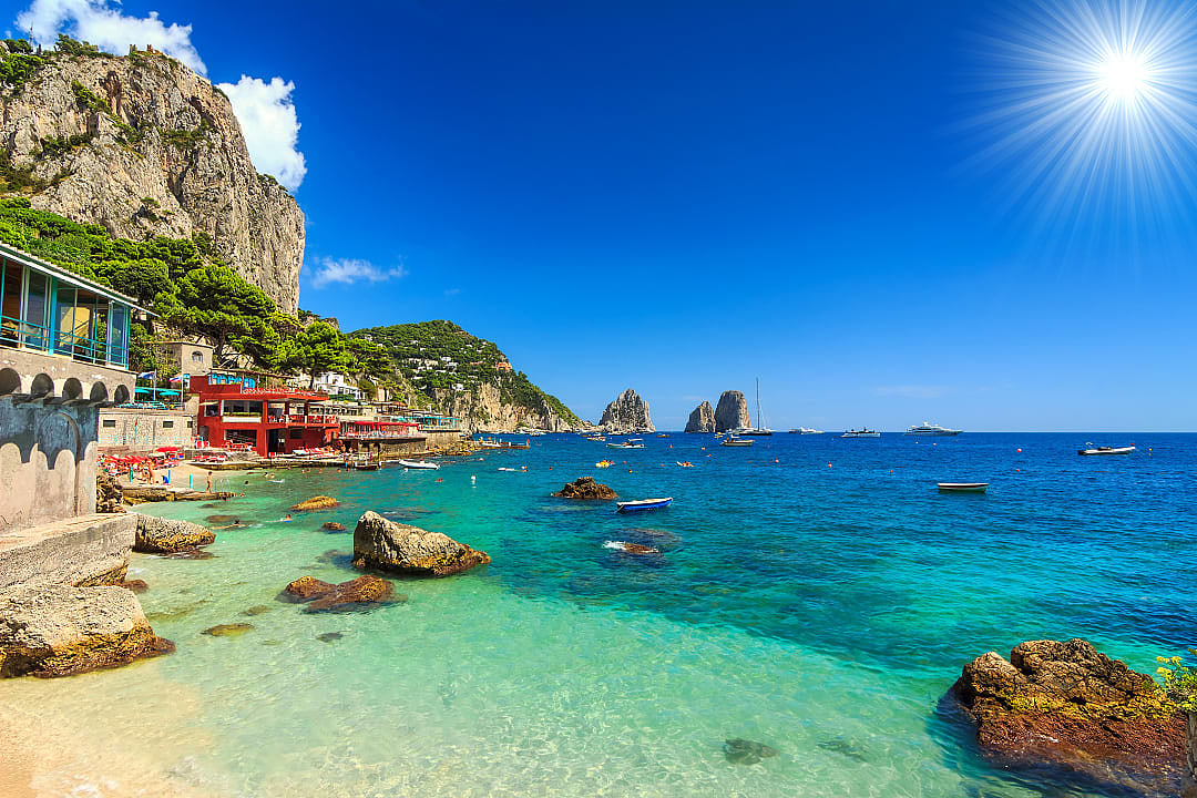 Marina Piccola beach in Capri, Italy