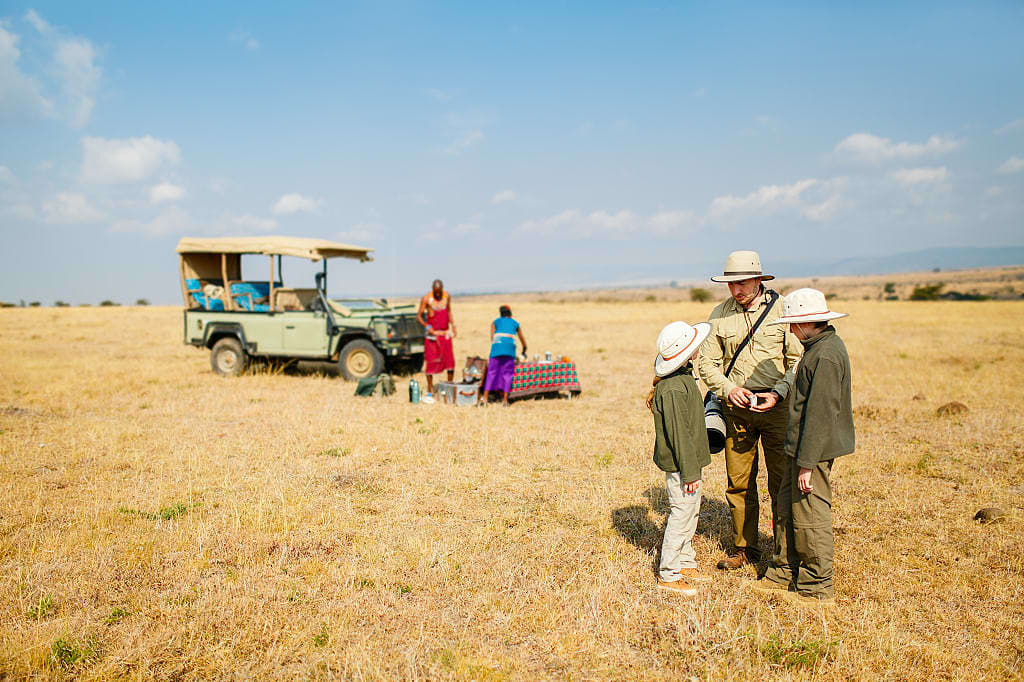 Bush breakfast while on family safari in Kenya