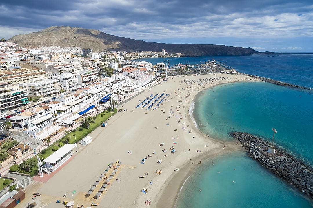Los Cristianos Beach in Tenerife in the Canary Islands, Spain