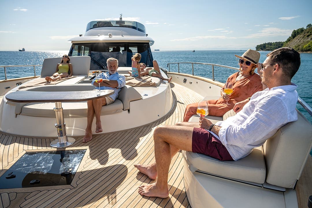 Family on a yacht in the Mediterranean