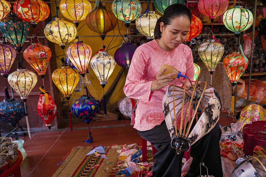 Lantern-making workshop in Vietnam.
