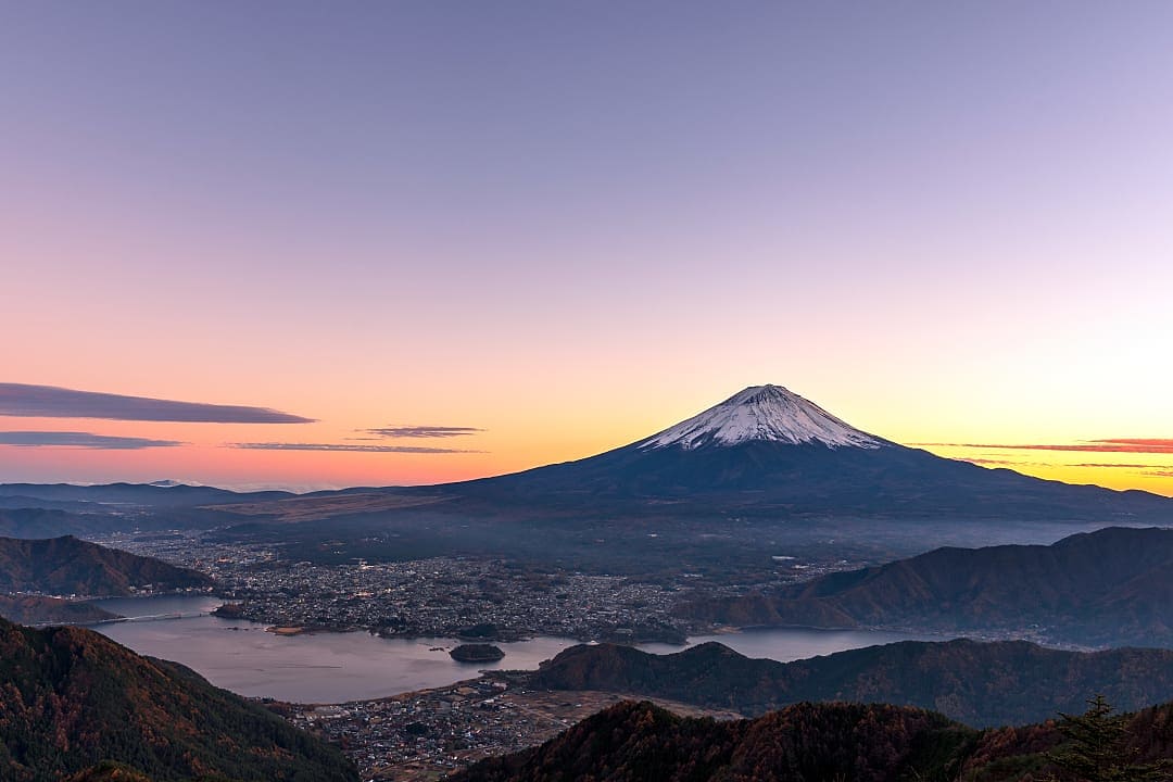 Mount Fuji and Lake Kawaguchiko in Japan