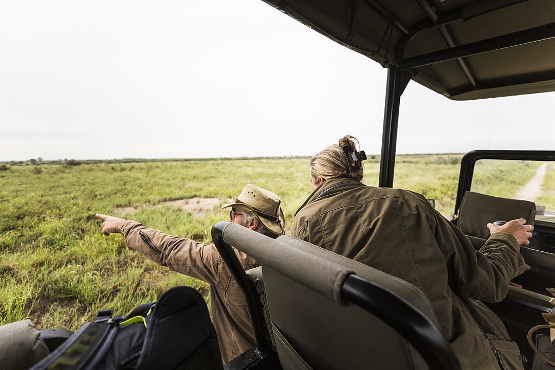 Couple enjoying a safari in Botswana.
