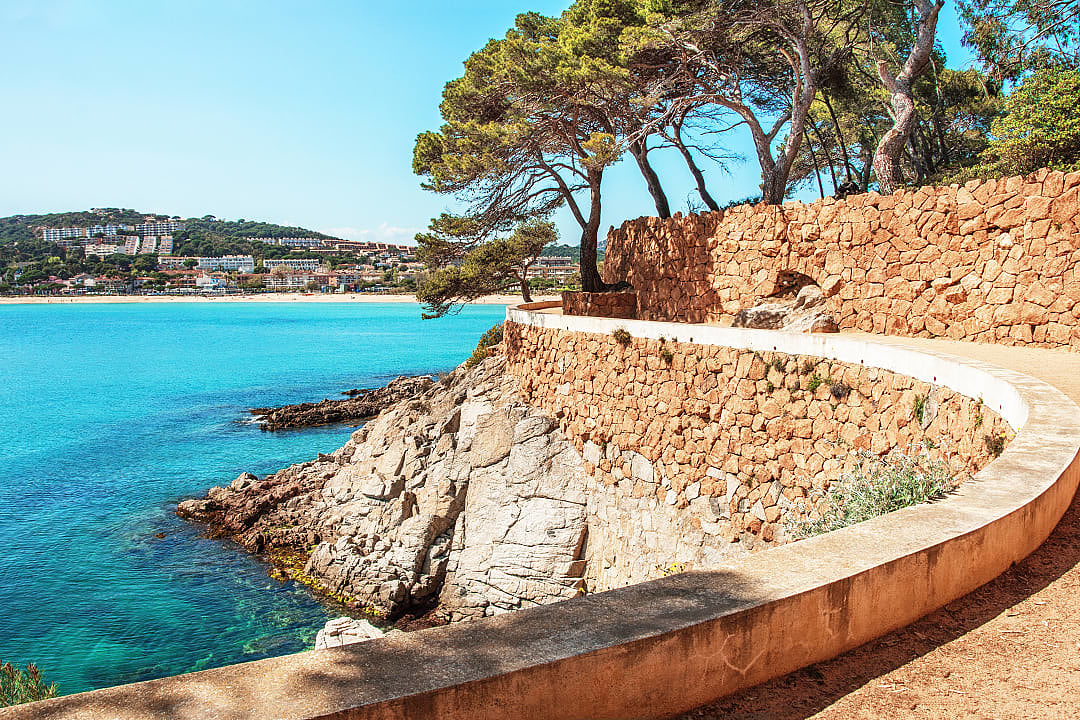 Beautiful view of the Camí de Ronda along the Costa Brava coast in S'agaró, La Gavina