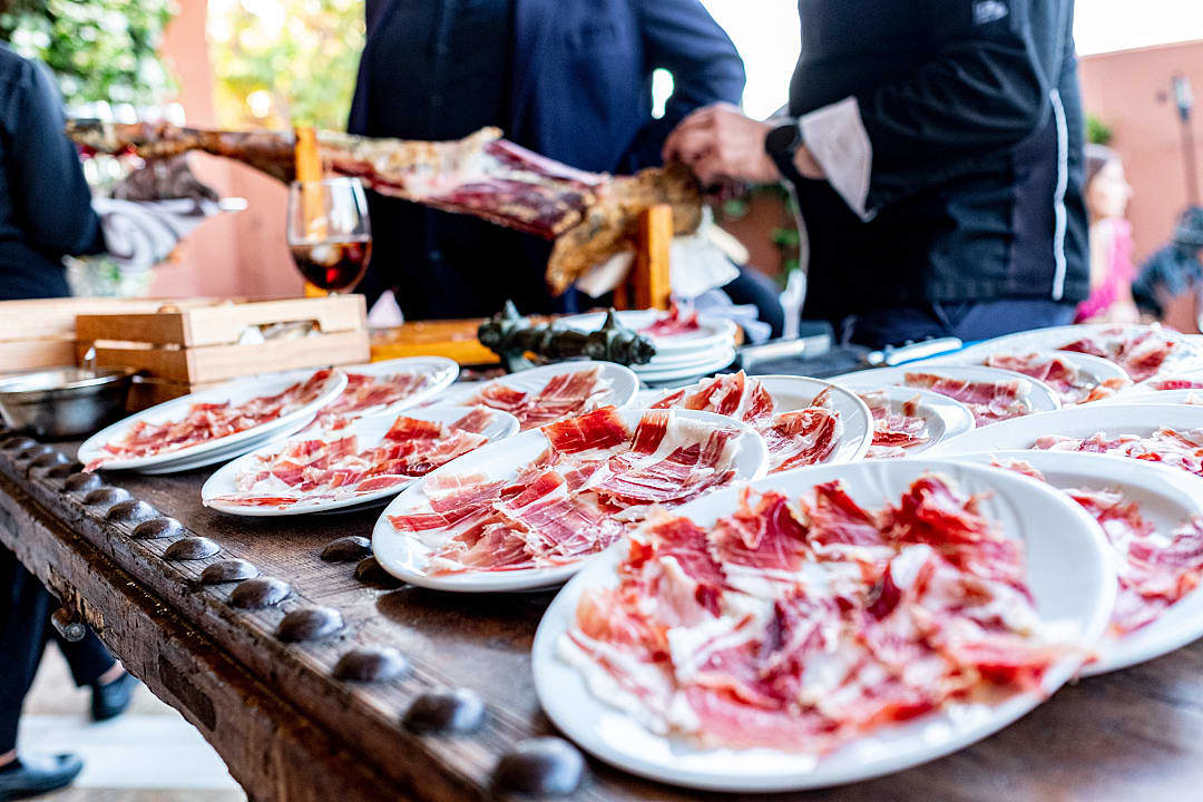 Jamon Ibérico samples during The Festival of San Isidro 