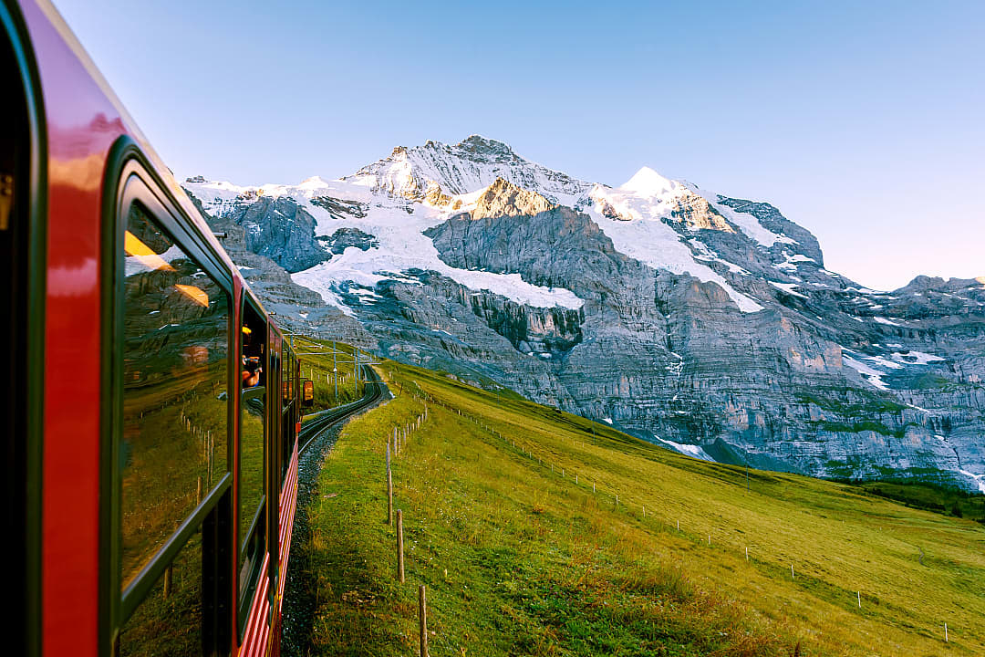 Famous train between Grindelwald and the Jungfraujoch station