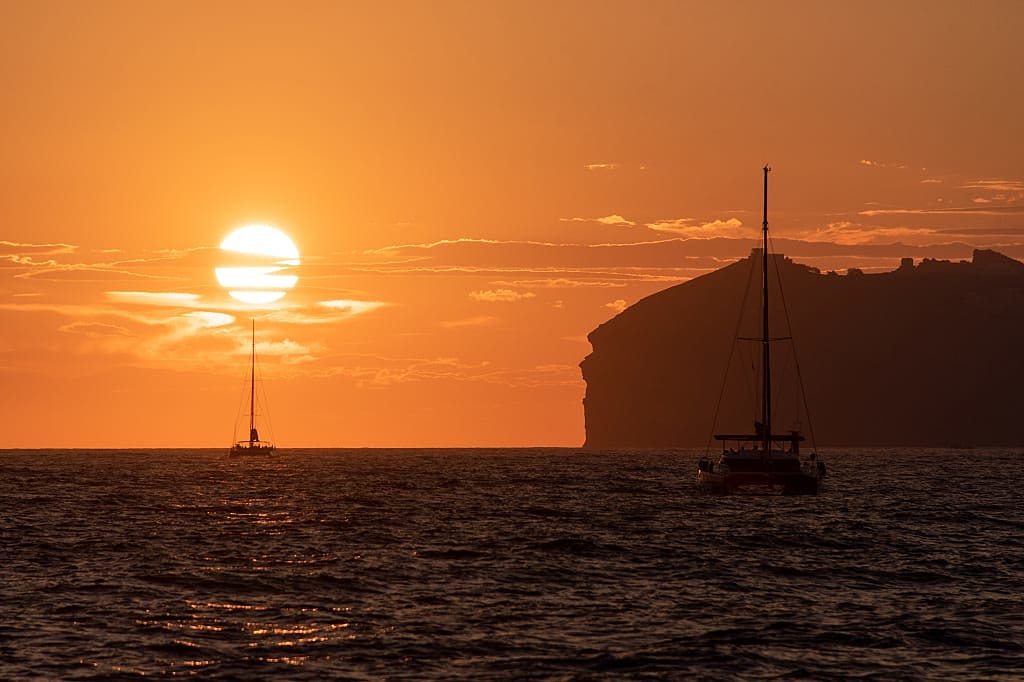 Sunset catamaran cruise in Santorini