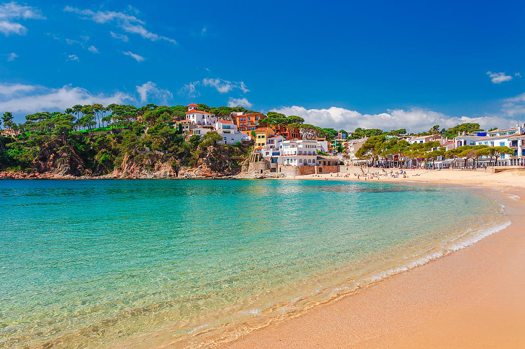 Beach in the scenic town Llafranc, Costa Brava, Spain