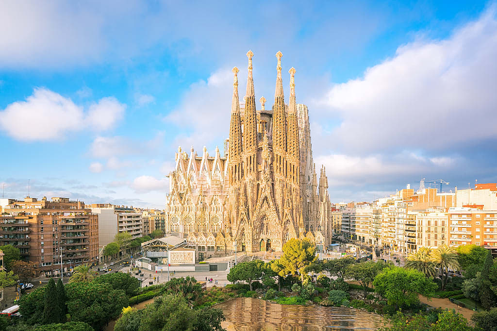 The Basílica de la Sagrada Família, designed by Spanish/Catalan architect Antoni Gaudí, in Barcelona, Spain