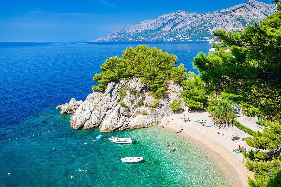 Small beach with clear water in Brela, Croatia