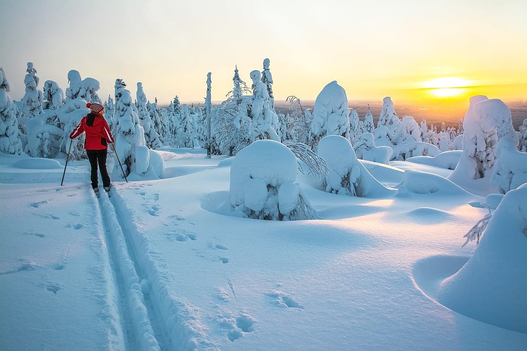 Cross-country skiing in Lapland, Finland