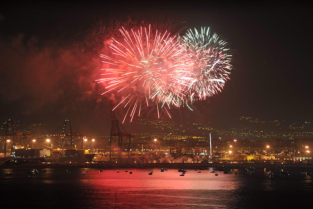A firework show to kickstart the August fiestas in Malaga, Spain.