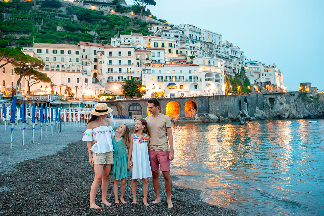 Family in Positano, Italy