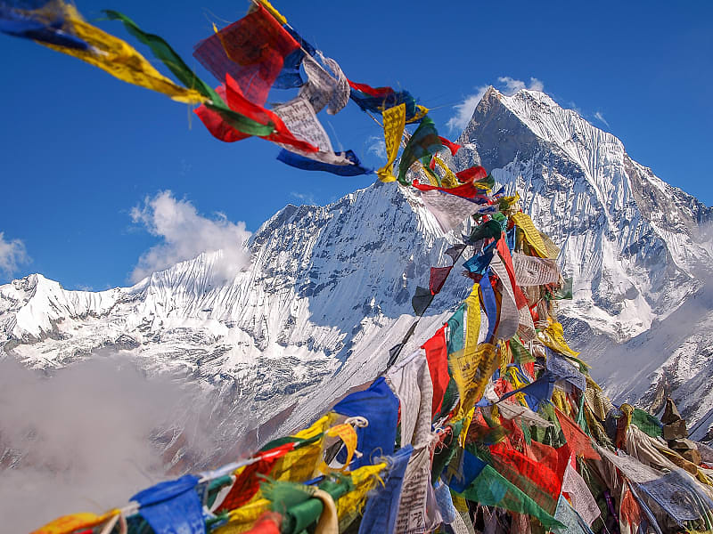 Tibetan Flags at Annapurna Base Camp, Nepal