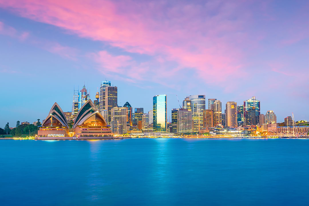 Sydney skyline at sunset in Australia