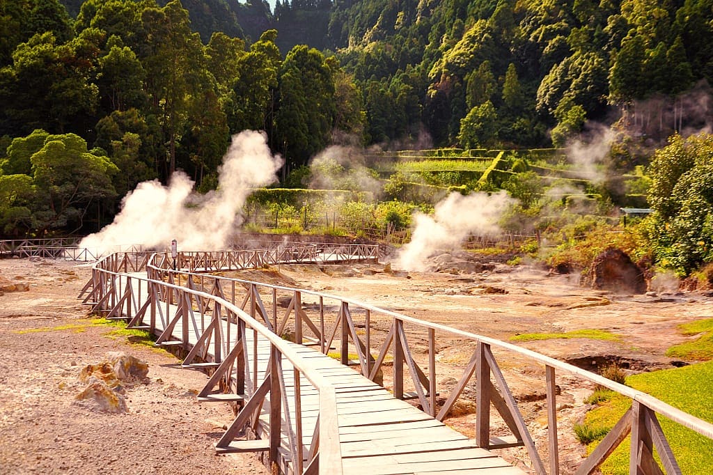 Smoking geysers in Furnas, San Miguel