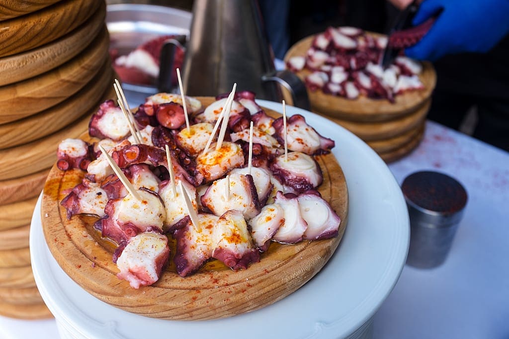 Pulpo a Feira, market style octopus, in Galacia, Spain