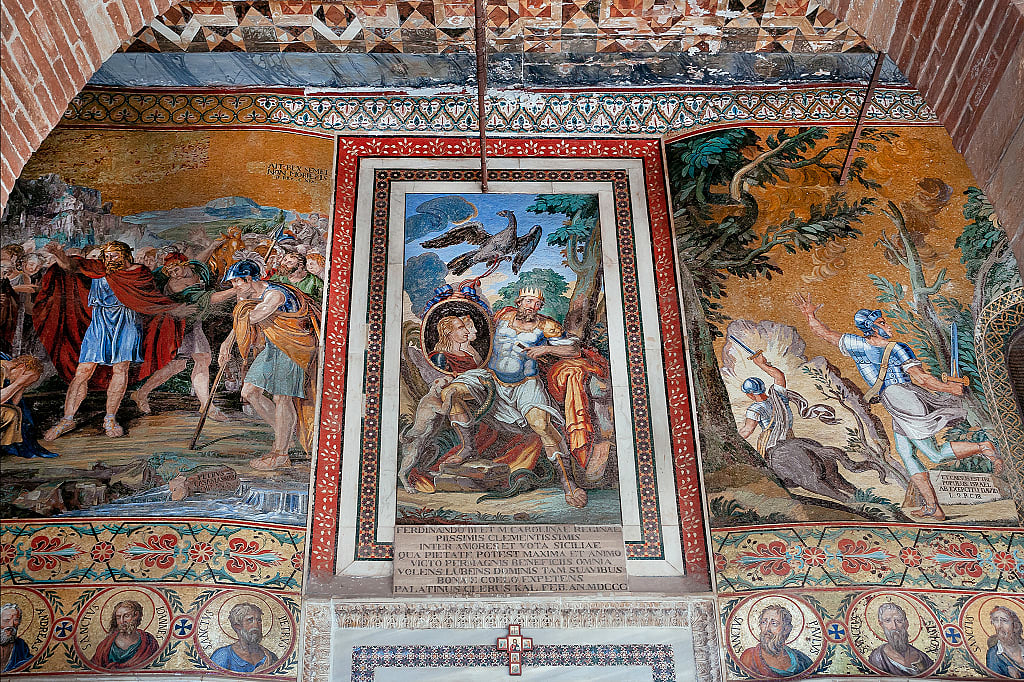 Mosaic artwork on display in the 12th century royal chapel of the Norman palace in Palermo, Sicily