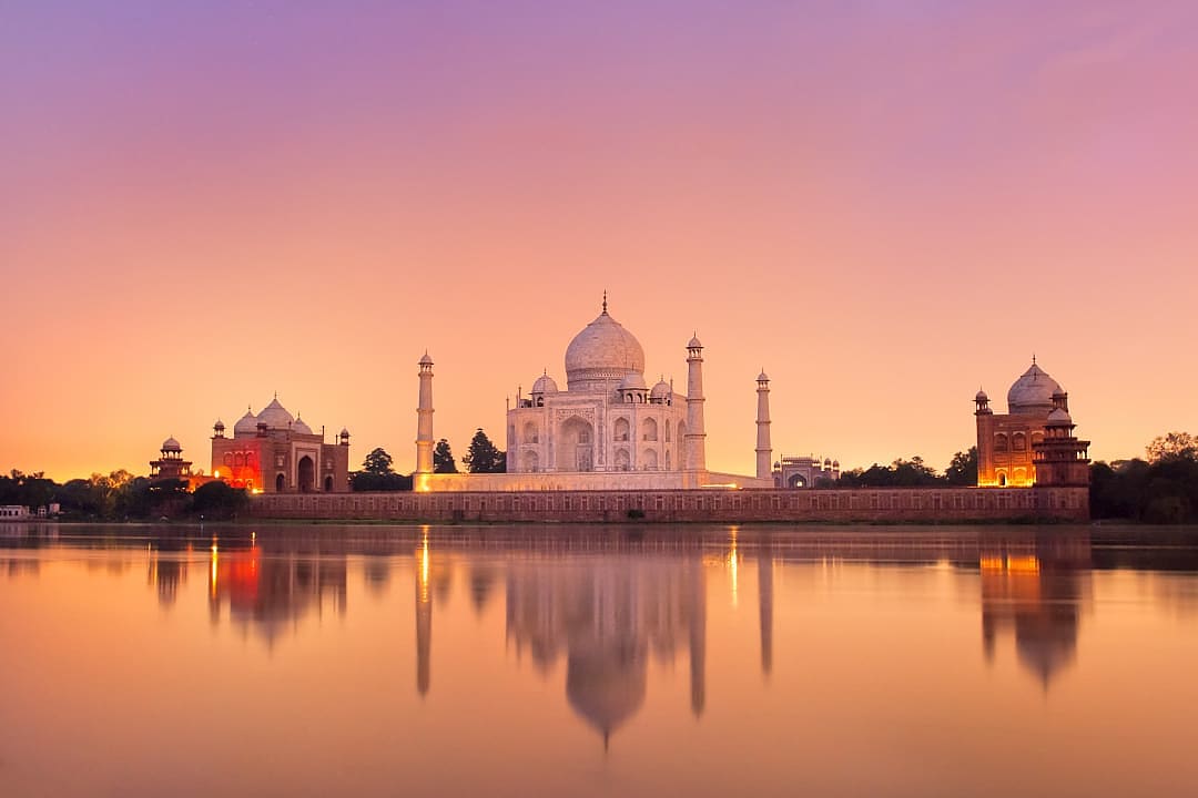 Taj Mahal at sunset in Agra, India