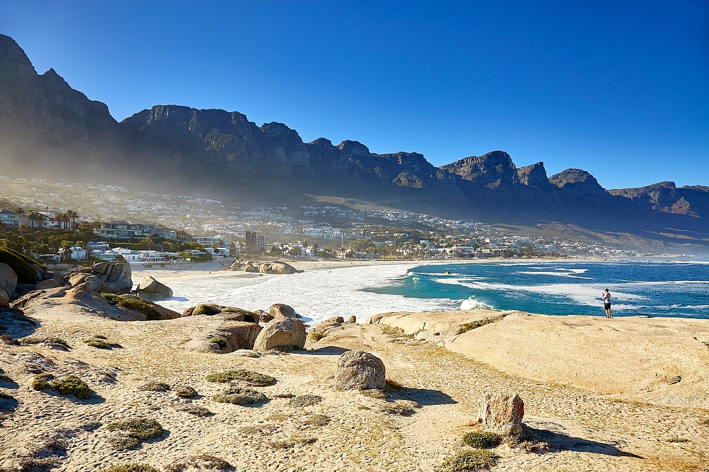Camps Bay, Cape Town with Table Mountain and Twelve Apostles, South Africa