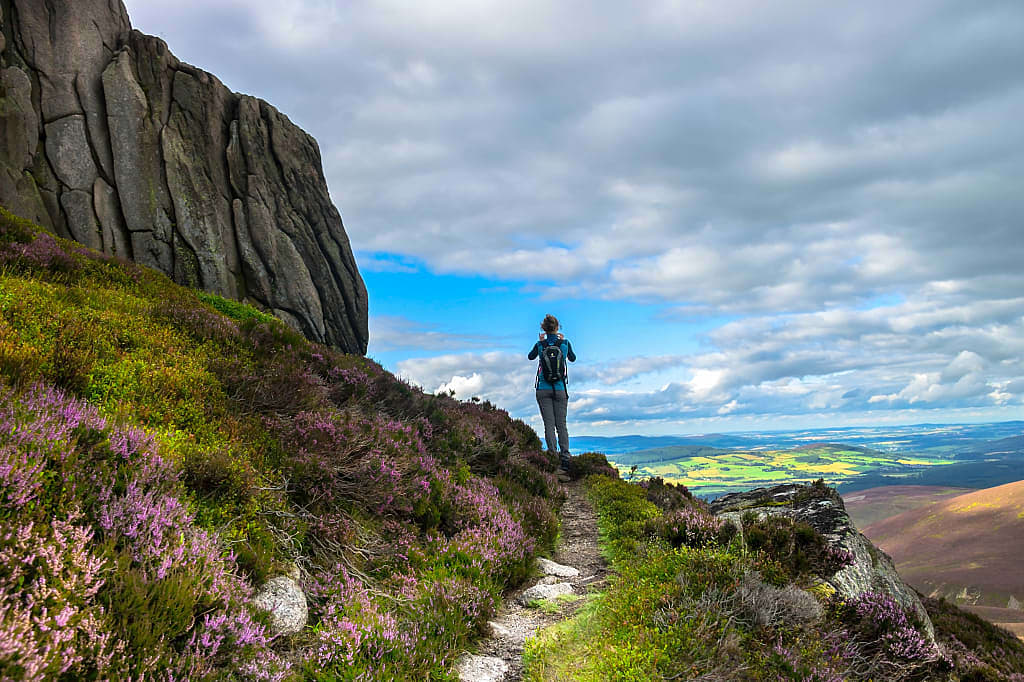 Tourist hiking in Cairngorms National Park, Scotland